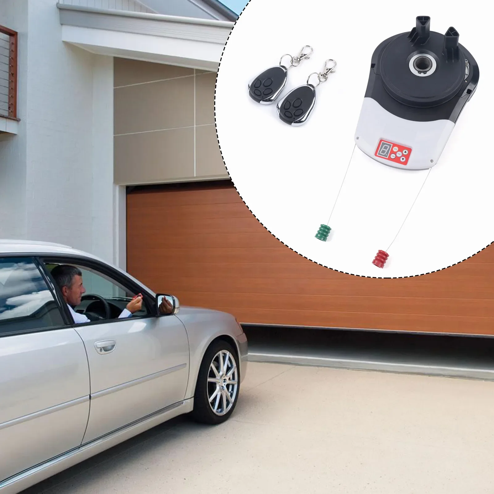 

Automatic Roll Up Garage Door Opener 800N Pulling Force with 2 Remotes for 242ft² Door