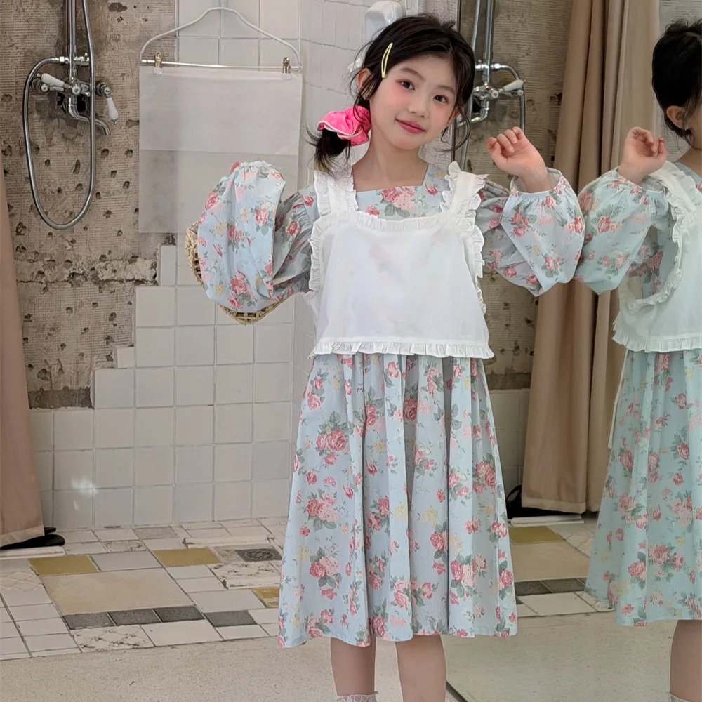 

Girls' floral dress Spring 2026 floral print vest princess dress