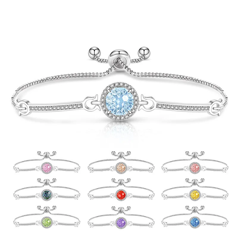 Light Luxury 925 Sterling Silver Millennium Cut Princess Round Bag High Carbon Diamond Women's Bracelet