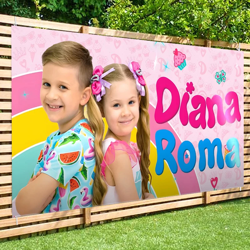 Diana and Roma Decorations Birthday Party Backdrop for Kids Baby Shower Banner Photo Background Photography Prop Studio Supplies