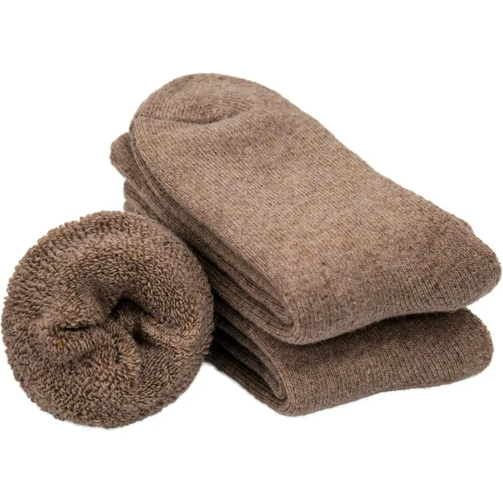 2 paar 60% merinowol dikke wandelsokken unisex gezellig thermisch, heren dames effen kleur winter warm crew laarssok