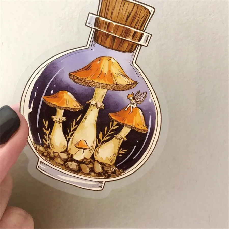 50 قطعة ملصقات الفطر خمر لأجهزة الكمبيوتر المحمول الجمالية نابض بالحياة واضح الفطر الشارات لزجاجات المياه المجلات هدايا الحفلات