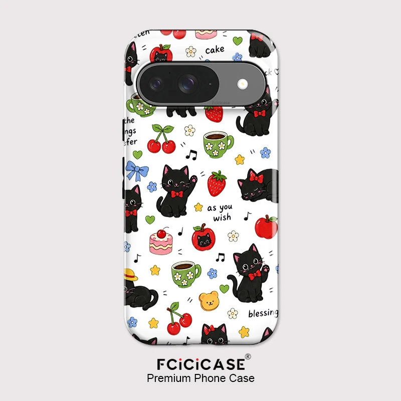 Чехол для телефона Fcicicase из ПК и ТПУ для Google Pixel 10 9 Pro XL 10a 9a 8a 7a 5a с забавным котом, совместимый с беспроводной зарядкой Magsafe.