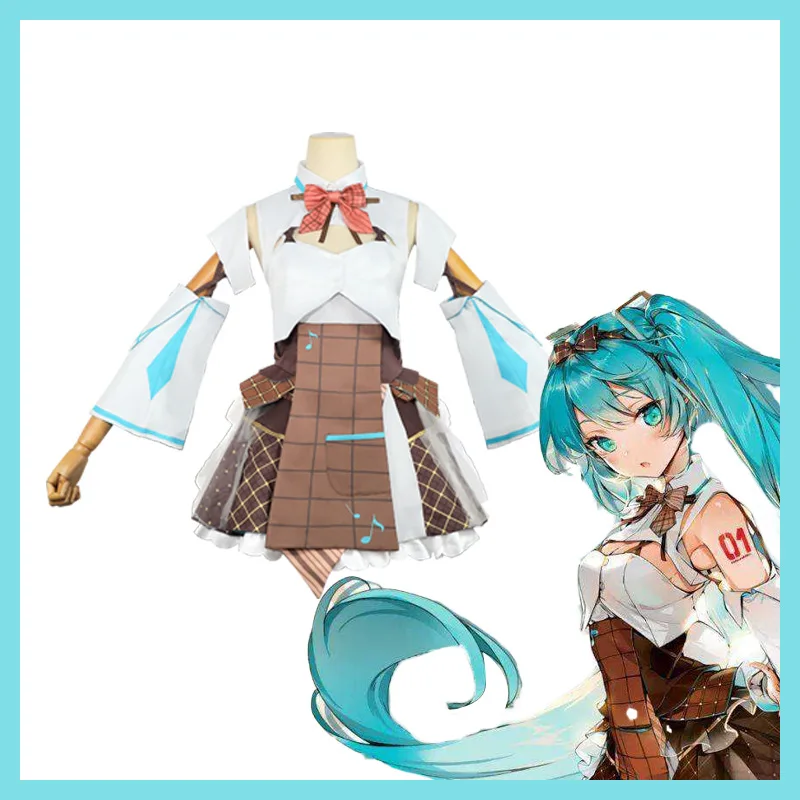 Disfraz de Anime colorido para escenario Miku Cosplay Sunshine falda de uniforme de vacaciones, traje completo, vestido de princesa para niña linda