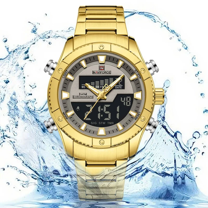 NAVIFORCE ساعة عصرية للرجال NF9259 كرونوغراف متعدد الوظائف عرض مضيئة مقاوم للماء ساعة إلكترونية رياضية للذكور #3