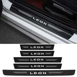 Carbon Fiber Car Door Sill Stickers Scuff Scratch for SEAT Leon Logo Threshold Strip Trunk Bumper Protect Film Accessories