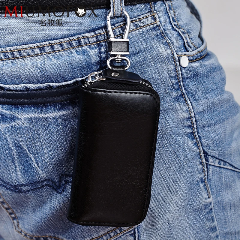 Key bag wholesale men's leather zipper key bag leather gm female multi-functional household key pack