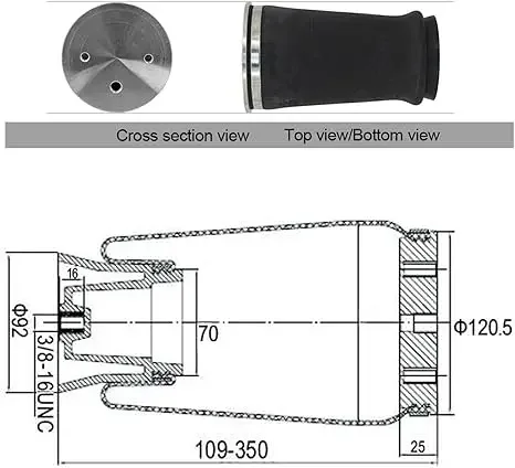 1S9000 Air Ride Springs Suspension 1S9000 Air Single Port Truck Rubber Shock Absorption Bag