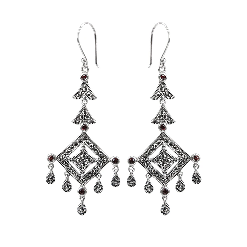 YYSuniee Personalized Fashion S925 Silver Hollow out Versatile Ins Earrings Earrings Niche Retro Ethnic Style Earrings