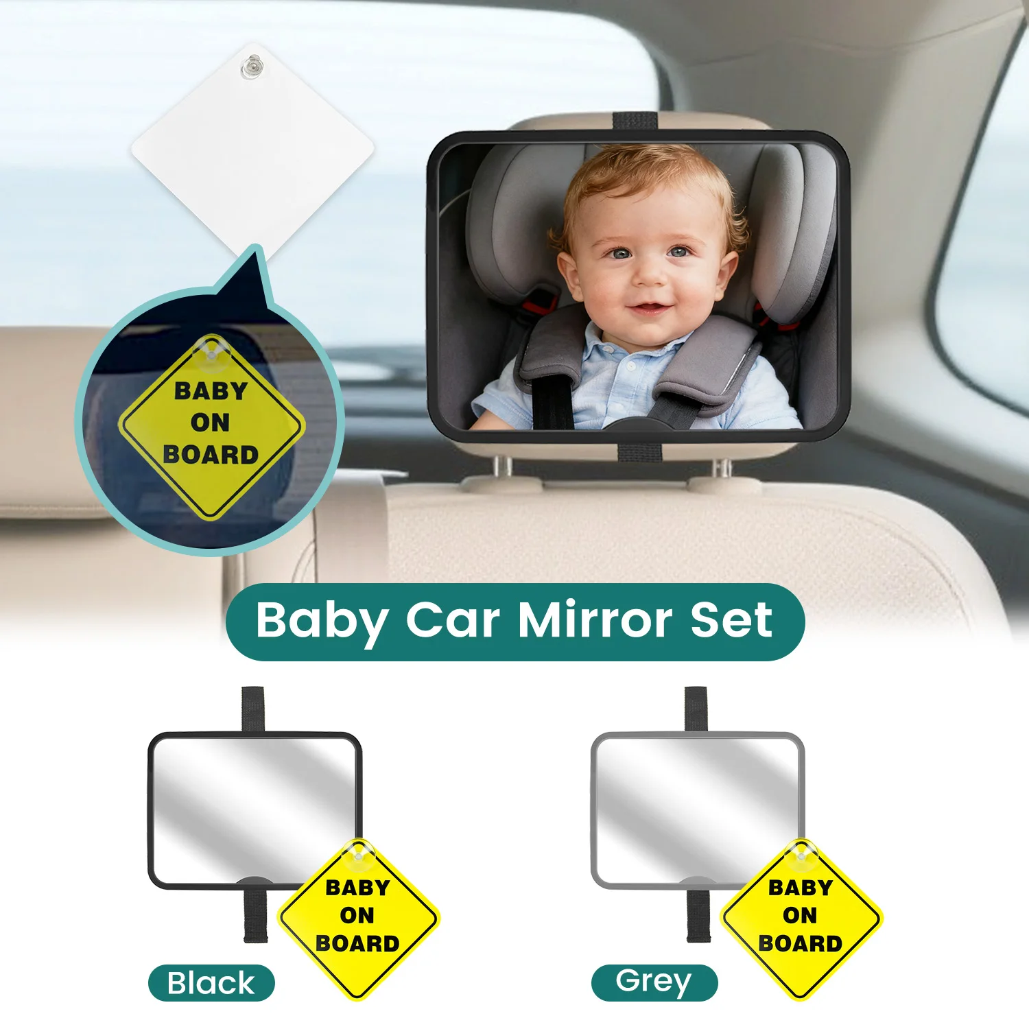 

Детское автомобильное зеркало для новорожденных с широким кристально чистым обзором, небьющееся, регулируемое, автомобильное зеркало заднего вида с защитой от столкновений