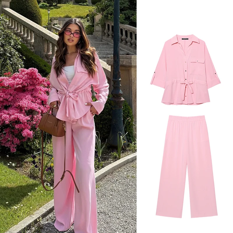 

TRAFZR Vacation Outfits Woman Suit and Pants Set Summer Suits Women 2025 Trouser Sets New in Full Number Pant Women's Two Pieces