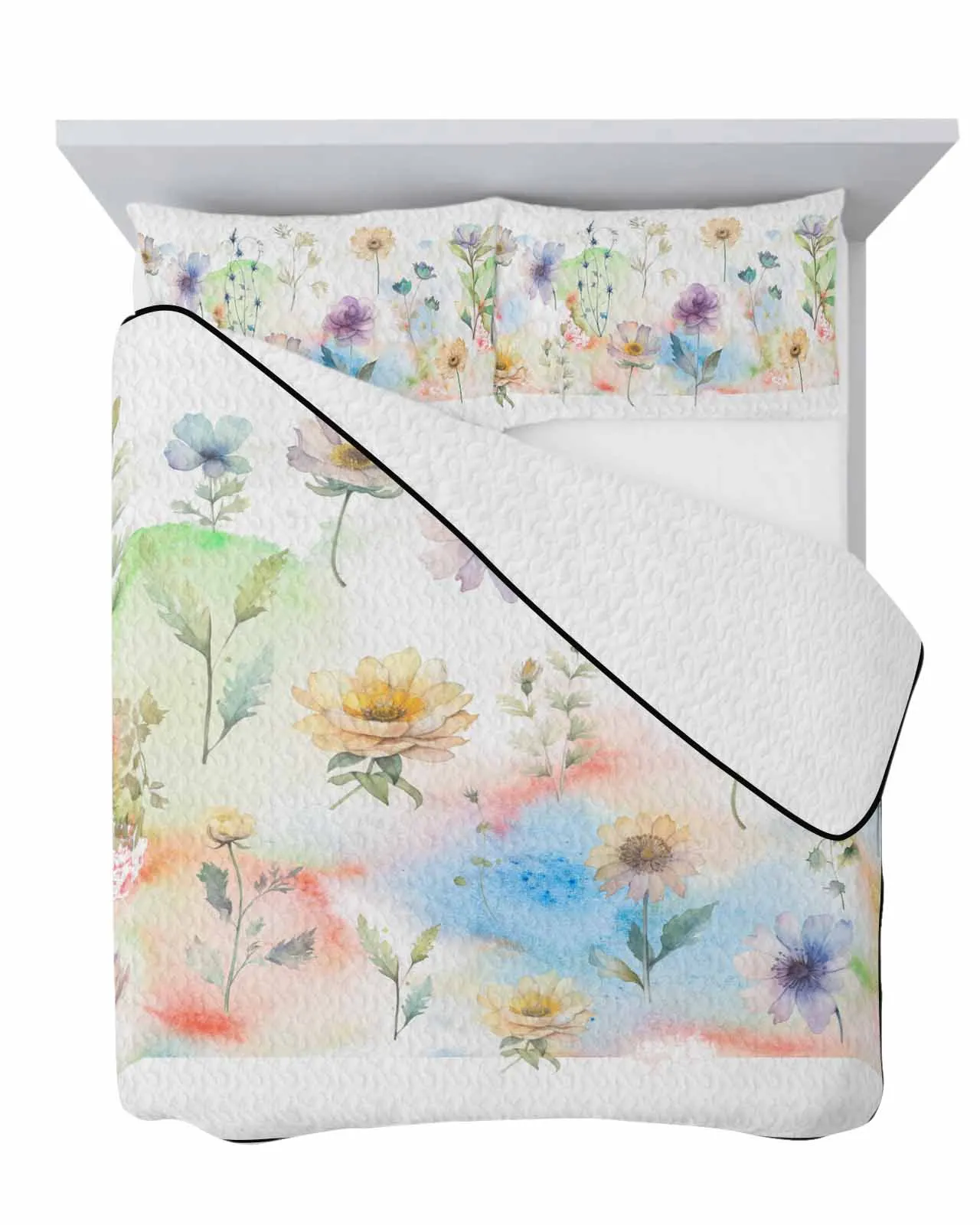 Watercolor Floral Hand-Painted Plants Summer Cooling Quilt Air Condition Blanket Comfortable Lightweight Bedroom Thin Quilt