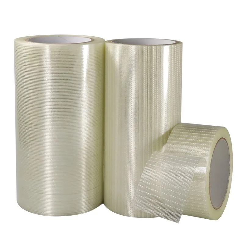Heavy Duty Reinforced Fiberglass Tape Waterproof Self Adhesive Mesh Fiber Tape Single-Sided Strapping Packaging Strapping Tapes