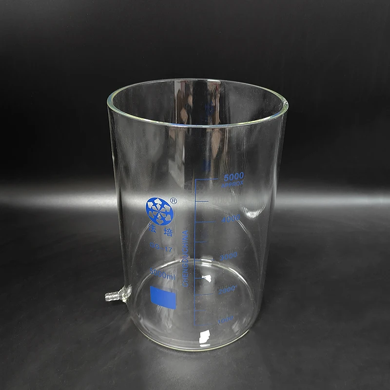 FAPE Beaker in low form with Lower tube,Without spout,Capacity 5000mL,Beaker with tubules,Laboratory beaker