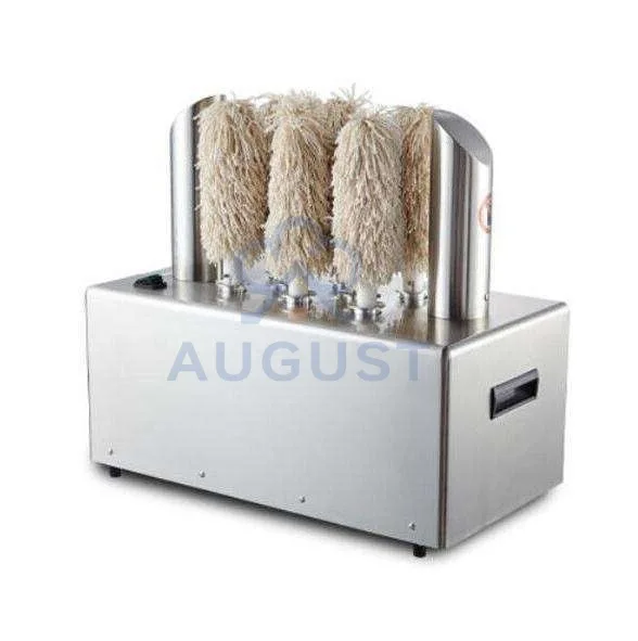 Full Electric Commercial Cup Wiper 3/5/8 Head Cleaning Equipment Bottle Glass Washer Dryer Polishing Machine