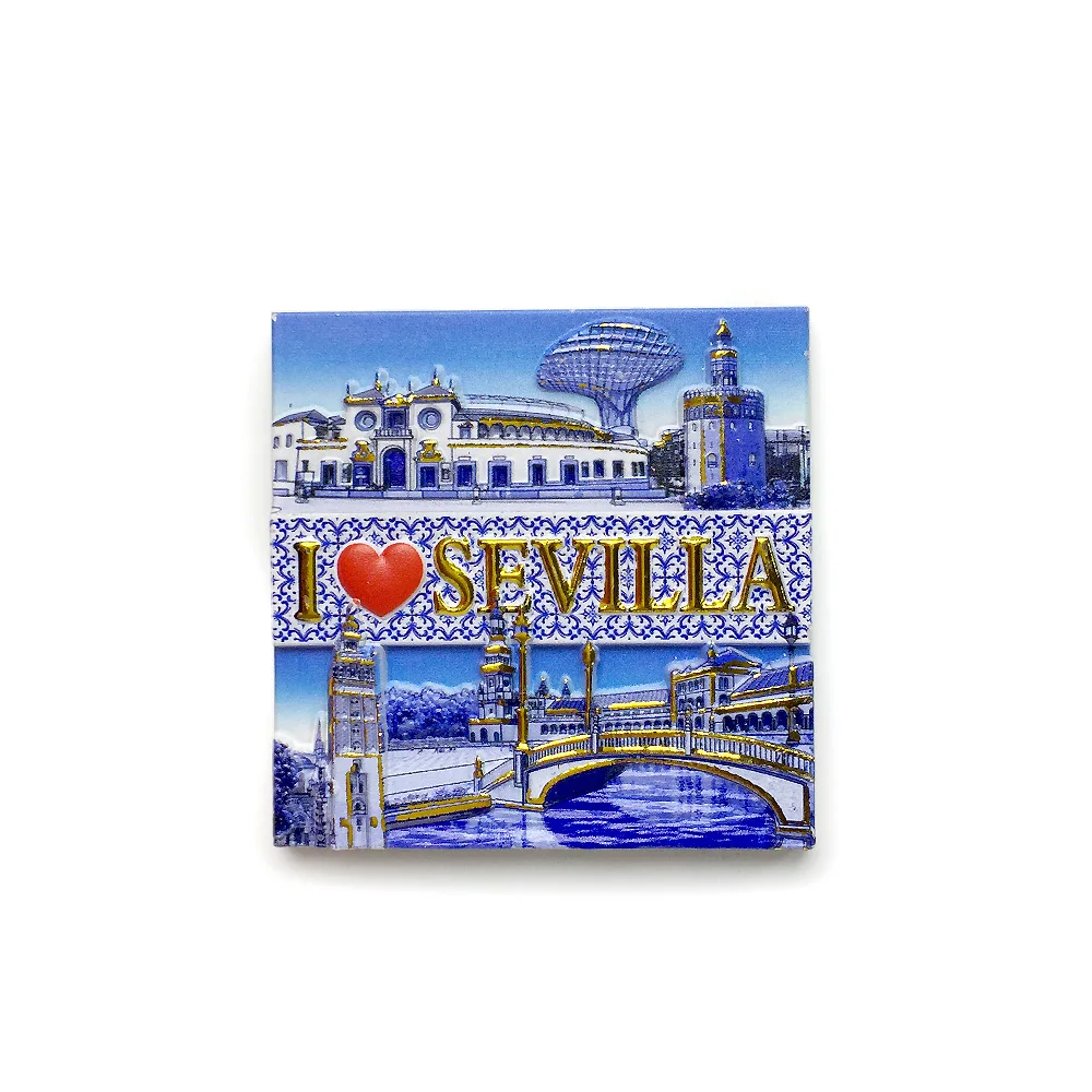 

‌I Love Sevilla Resin Magnet Decorative Tile Souvenir Gift Spanish Style‌