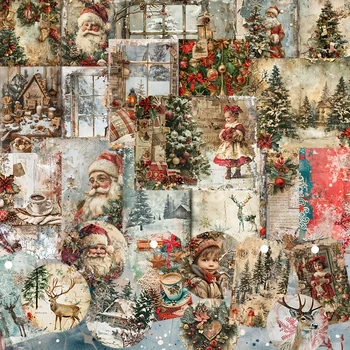 JAIIMAN 52 pezzi di carte e adesivi per la vigilia di Natale, Babbo Natale, modelli di albero di Natale per bandiera natalizia fai da te, bottiglia, diario spazzatura, album di ritagli