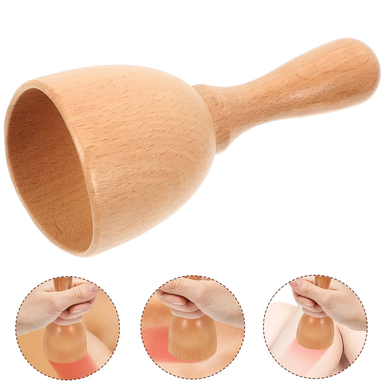 1pc Wooden Guasha Massage Cups Back Scraping Massager Handheld Massage Tool Chinese Massage Suction Cupping Smooth Edges Cups