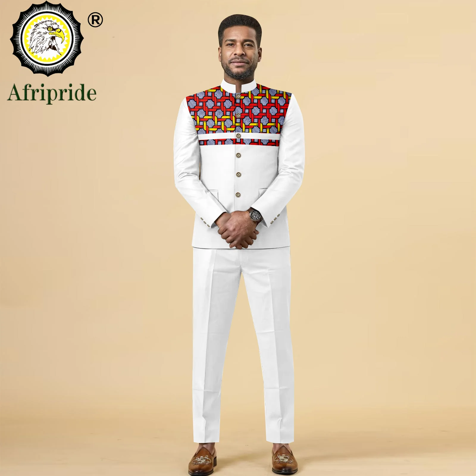 African Clothes for Men Business Suits Single Breasted Lined Slim Fit Blazer and Pants Set Dashiki Attire Print Outfits 2516040