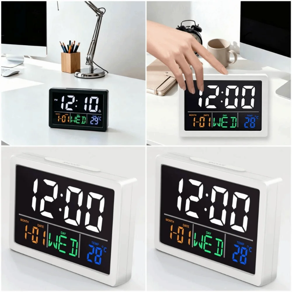 Multifunctional Digital Alarm Clock Large Screen Temperature Display LCD Display Clock Alarm Function LED Display