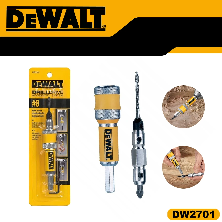 

DEWALT DrillDrive Accessory System DW2700 DW2701 DW2702 #6 #8 #10 Drill Flip Drive Complete Unit 2 in 1 Countersink Wood Drill