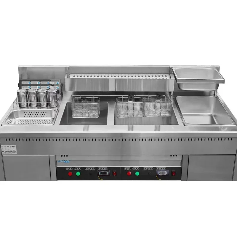 เครื่องทอดไก่ทอดไฟฟ้า220/380V, เตาทอดไก่แบบสองกระบอกเครื่องแสดงผลแบบดิจิตอลเวลาควบคุมอัตโนมัติกระทะน้ำมันสำหรับทอดไก่