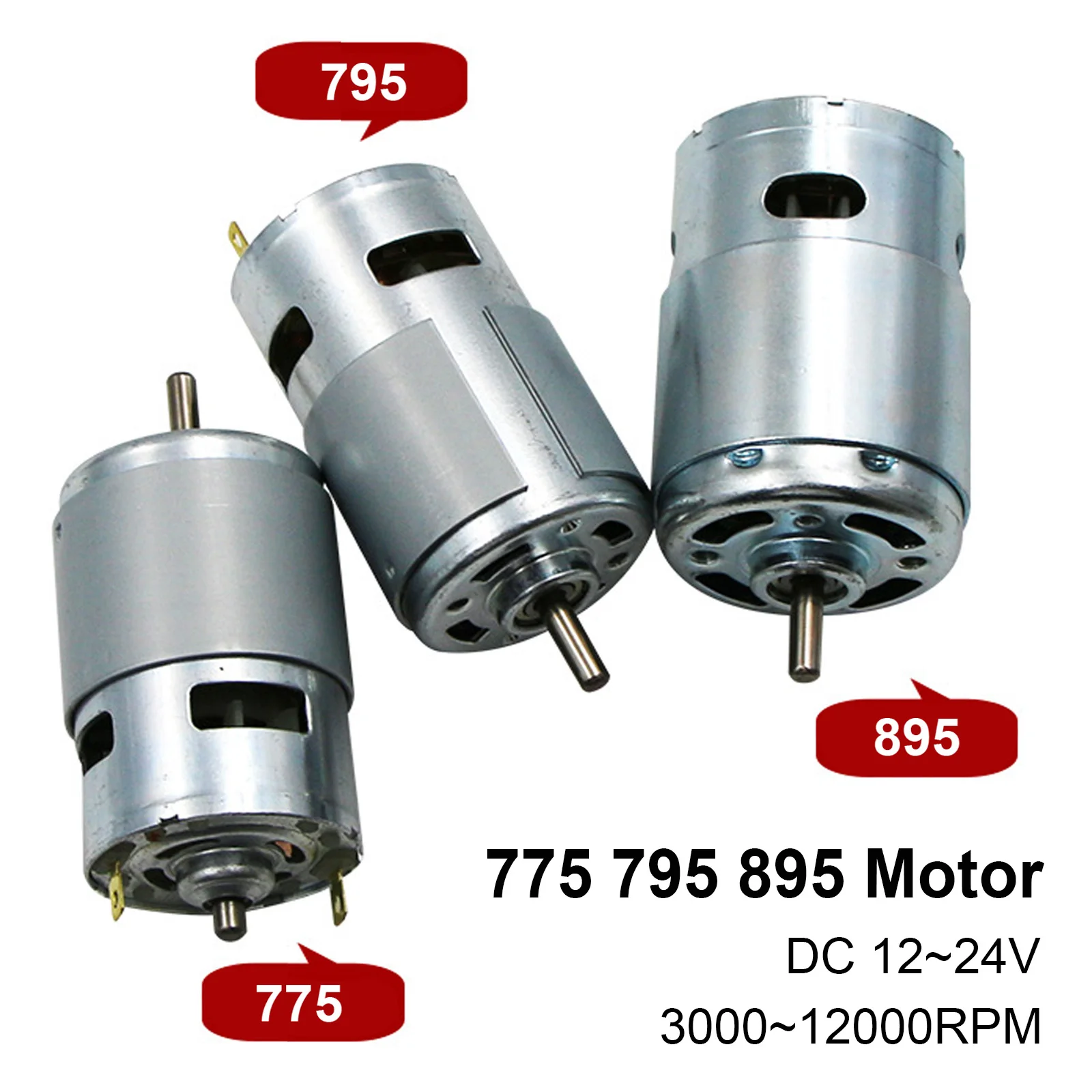 775 795 895 DC Motor 12V 24V 3000-20000RPM High-speed Large Torque Motor with Ball Bearing for DIY Model Car/Small Drill Machine