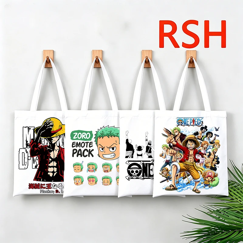 One Piece Damen Herren Canvas-Taschen, Umhängetasche, modische Tragetaschen, Cartoon-bedruckte Tragetasche, große Kapazität, Handtasche, Einkaufstaschen