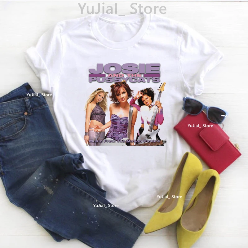 New Women T-shirt Cool Josie and the PussyCats Music Party tshirt Fashion Casual T-Shirt Femme 2022 Women's Tops ,drop shipping