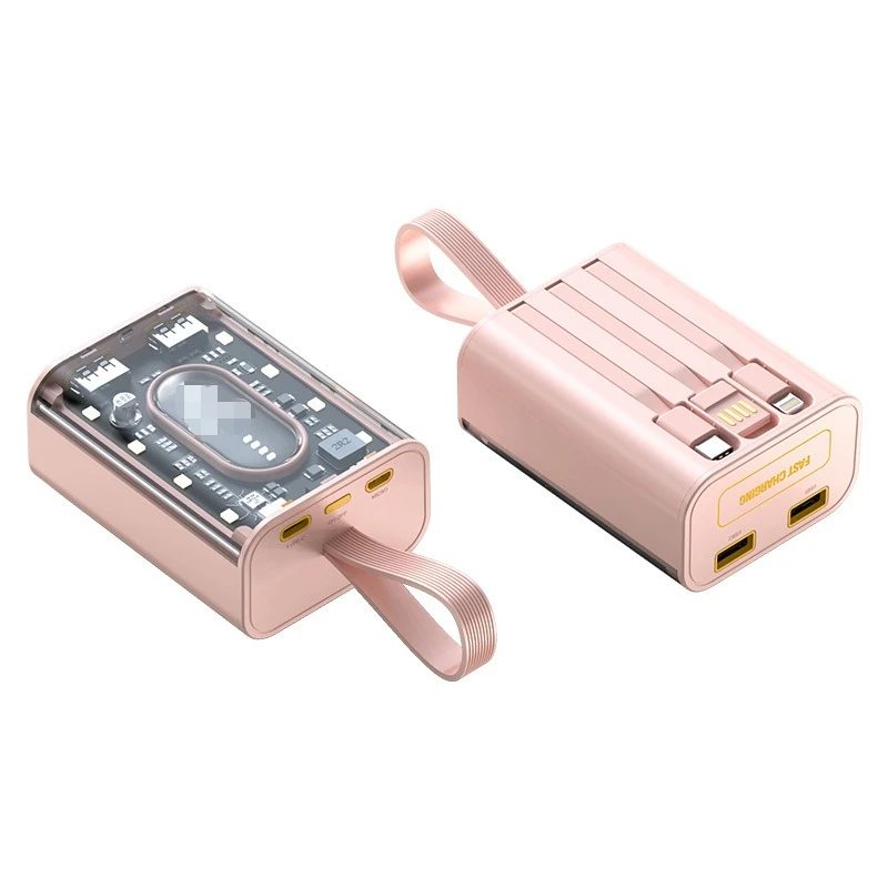New 20000mAh Built-in Cable Power Bank with Small Night Light Illumination Portable Mobile Power Source
