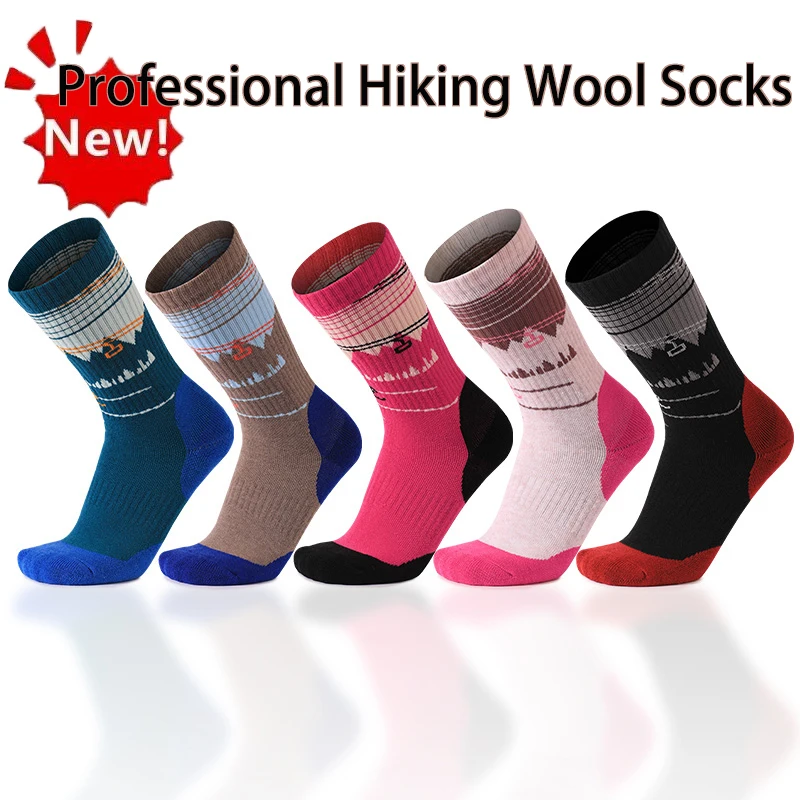 

30%Merino Wool Hiking Socks for Children Women Autumn Winter Warm hiking Trekking Skiing hunting Fishing Seamless Outdoor Sports