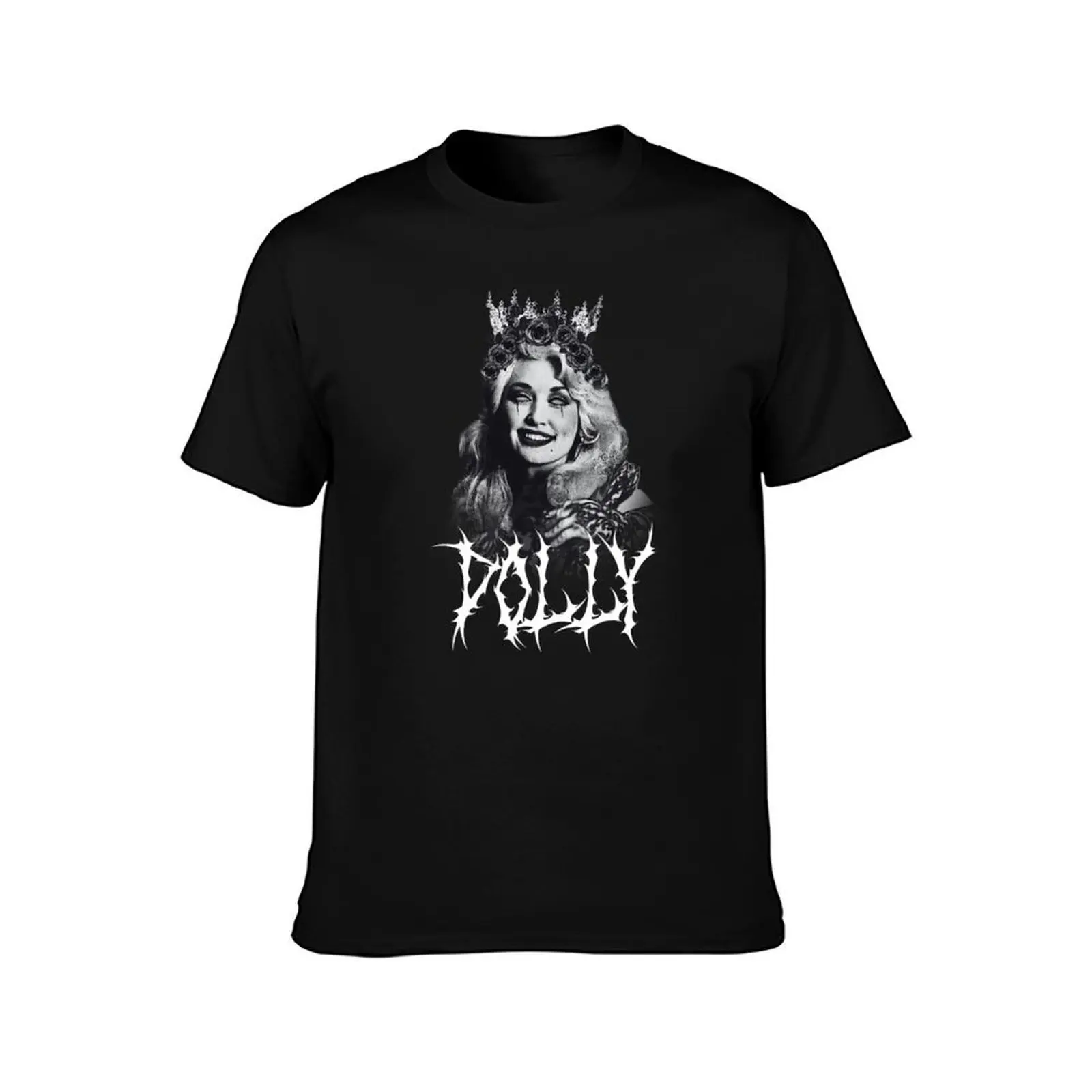 Dolly Parton Black Metal T-Shirt, Summer Casual Cotton Tee, Oversized Streetwear Tops, Vintage Graphic Print, Unisex Men Women
