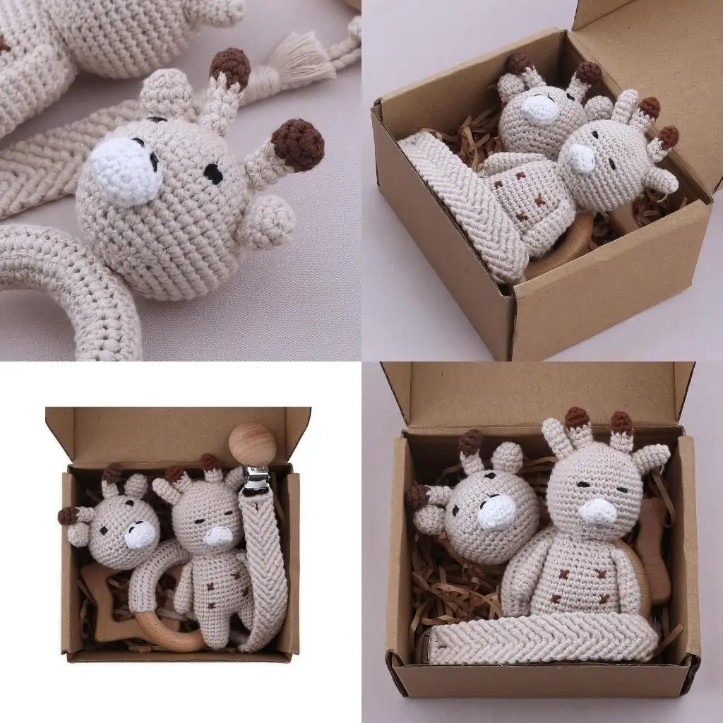 97BE Gói 4 Miếng Móc Hoạt Hình Bé DollsTeether Lục Lạc Vòng Tay Núm Vú Giả Kẹp