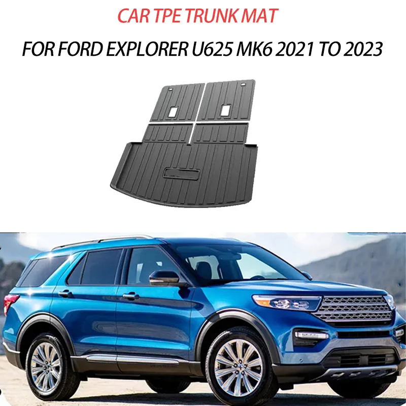 TPE Car Boot Mat For Ford Explorer U625 MK6 2021 2022 2023 2024 7seat Waterproof Back Seat Mat Trunk Storage Pad Car Accessories