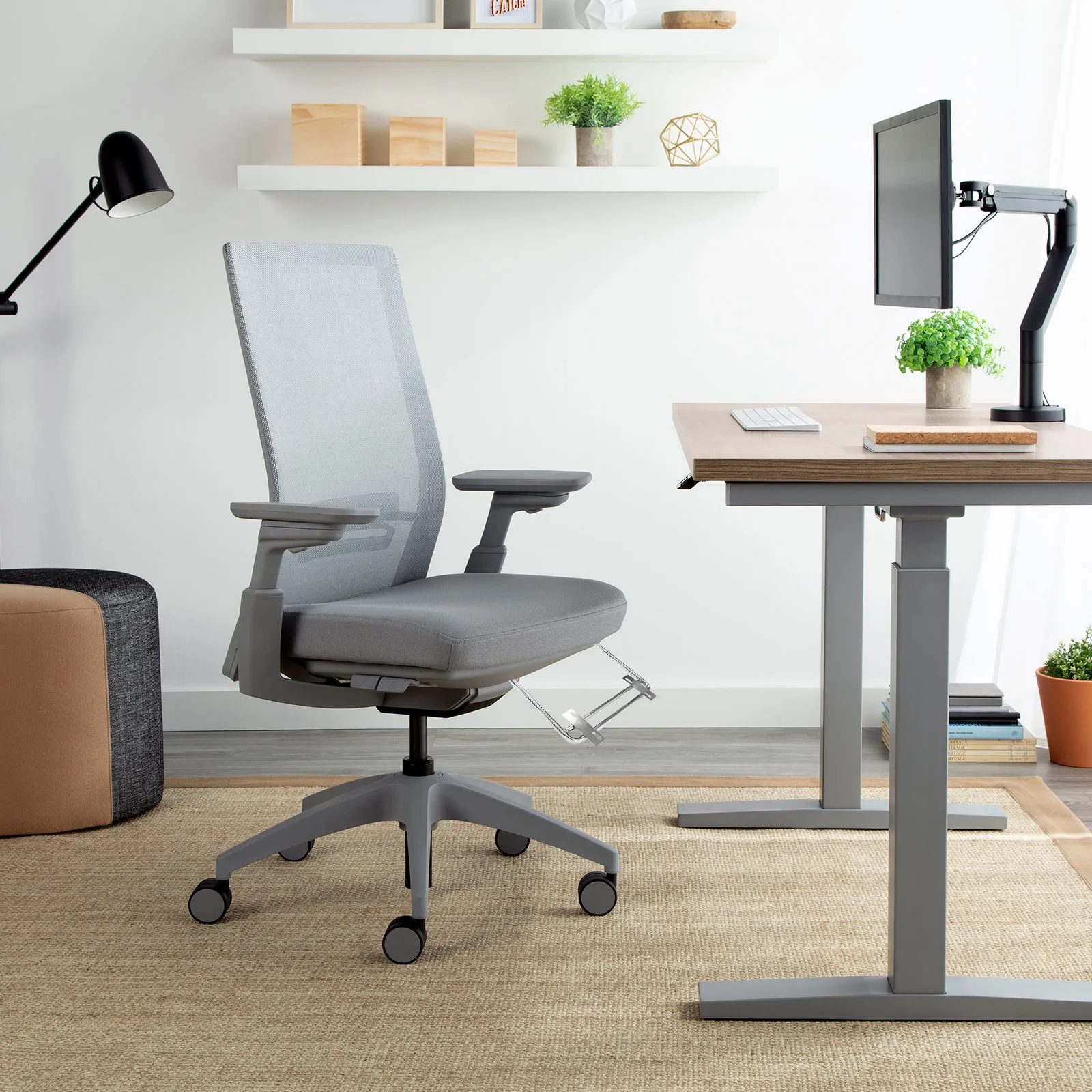 2Pcs Footrest Attachment for Office Chair Retractable Adjustable Footrest Under Desk Ergonomic Foot Support Chair Accessory