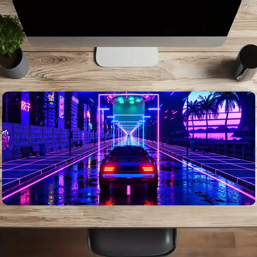 Vaporwave Car Mousepad Desk Mats Setup Laptop Accessories Desk Gadgets Gaming Office Mouse Mat Playmat Gamer Setup Decoration