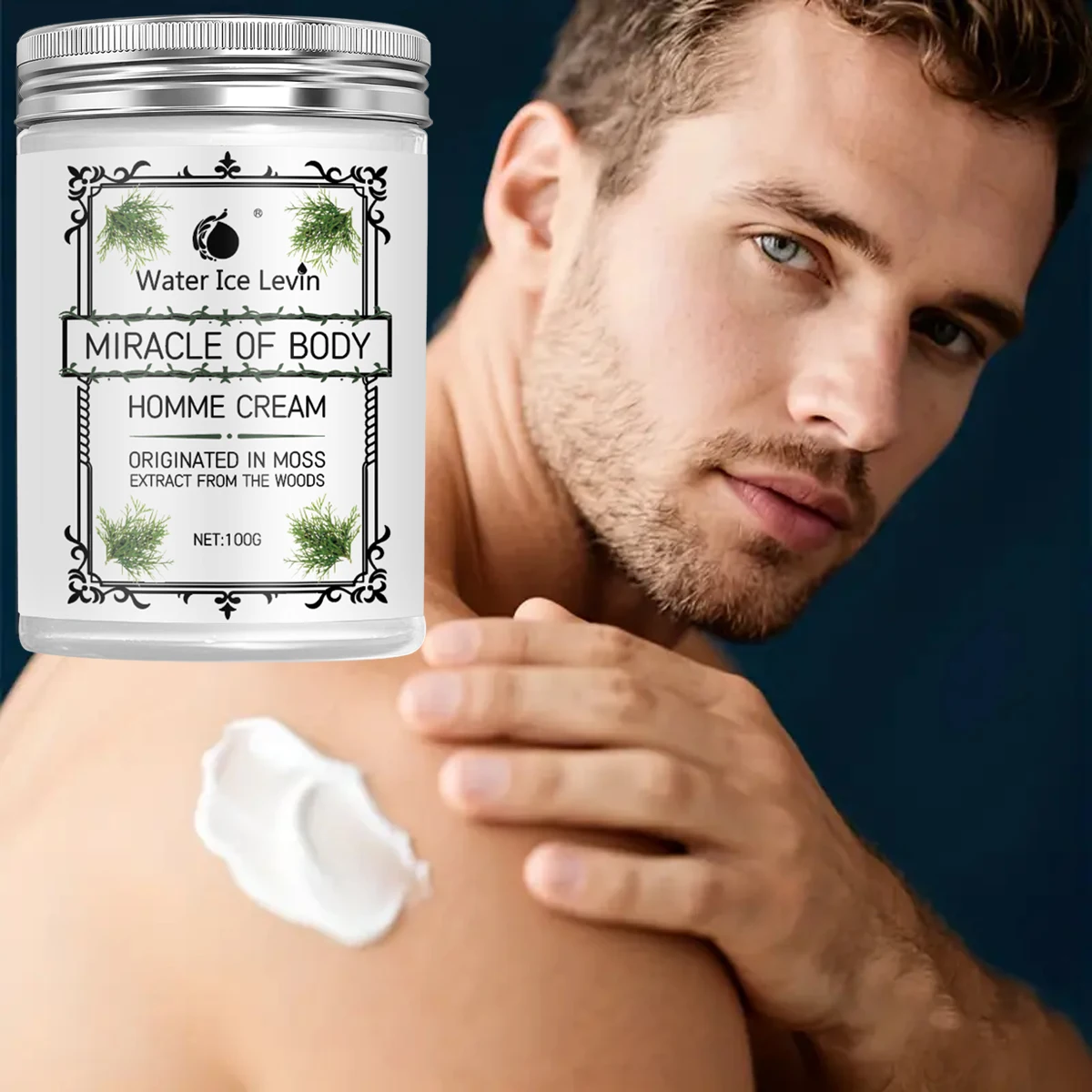 طقوس سهرة يومي من Water Ice Levin Homme Cream للرجال المتميزين. مستخلص الطحلب والخشب المخصب. يهدئ، يكرر البشرة. #2