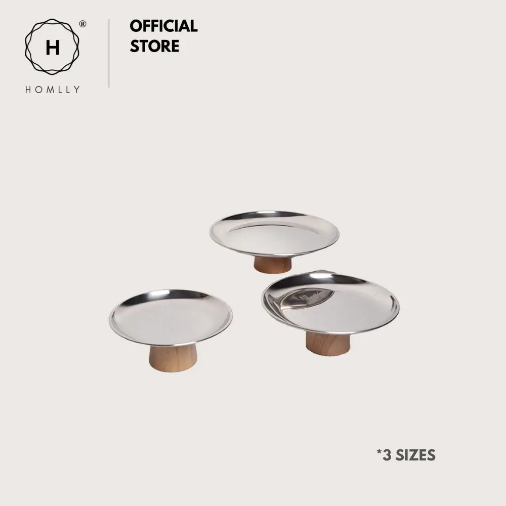 

Homlly Round Organiser Centrepiece Display Cake Stand Trays With Wooden Stand