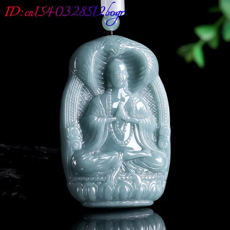 Kalung Liontin Buddha Giok Myanmar Jimat Hadiah Jimat Giok Burma untuk Wanita Jimat Ukiran Batu Permata Alami