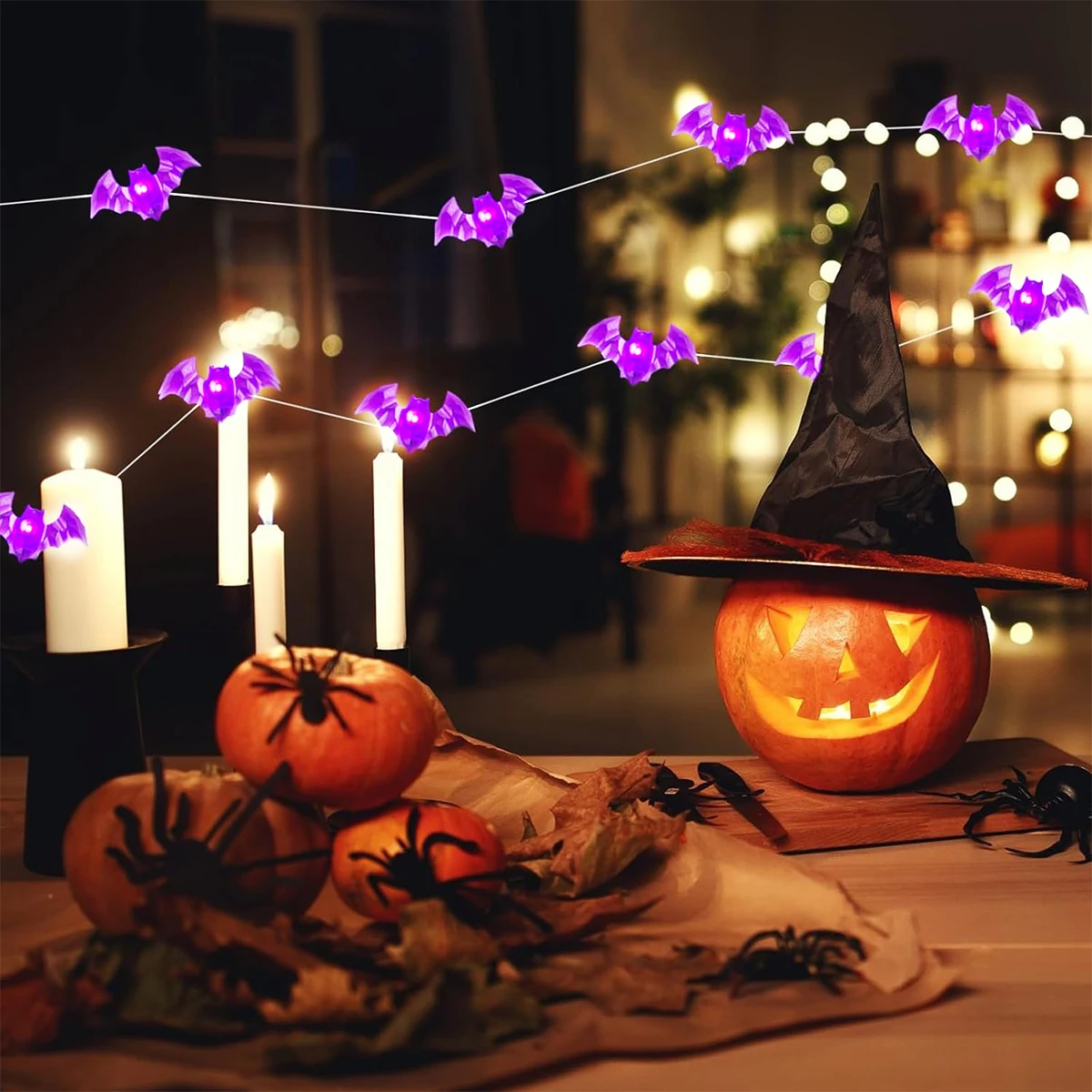 1 قطعة 20/30 LED هالوين الخفافيش سلسلة أسلاك نحاسية ضوء بطارية تعمل بالطاقة الأرجواني الخفافيش الجنية مصباح للمنزل غرفة نوم مهرجان ديكور الحفلات #4