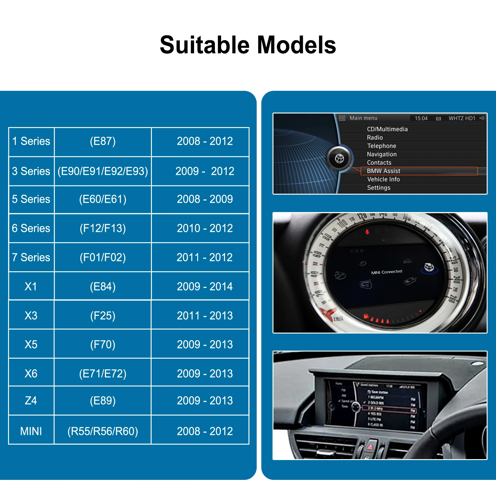 Ezontronics Wireless CarPlay Android Auto retrofit kit decoder box for BMW CIC 1 3 5 6 7 Seires X1 X3 X5 X6 Z4 Mirror link