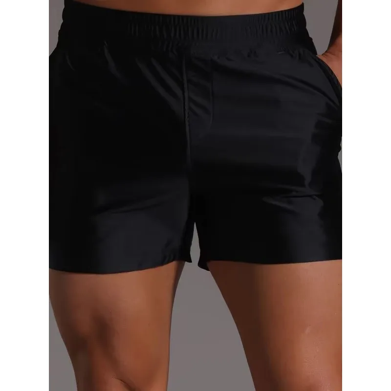 Summer Men's Three-quarter Length Silk Shorts Comfortable Breathable Home Wear Low Waist Straight Leg High Elasticity