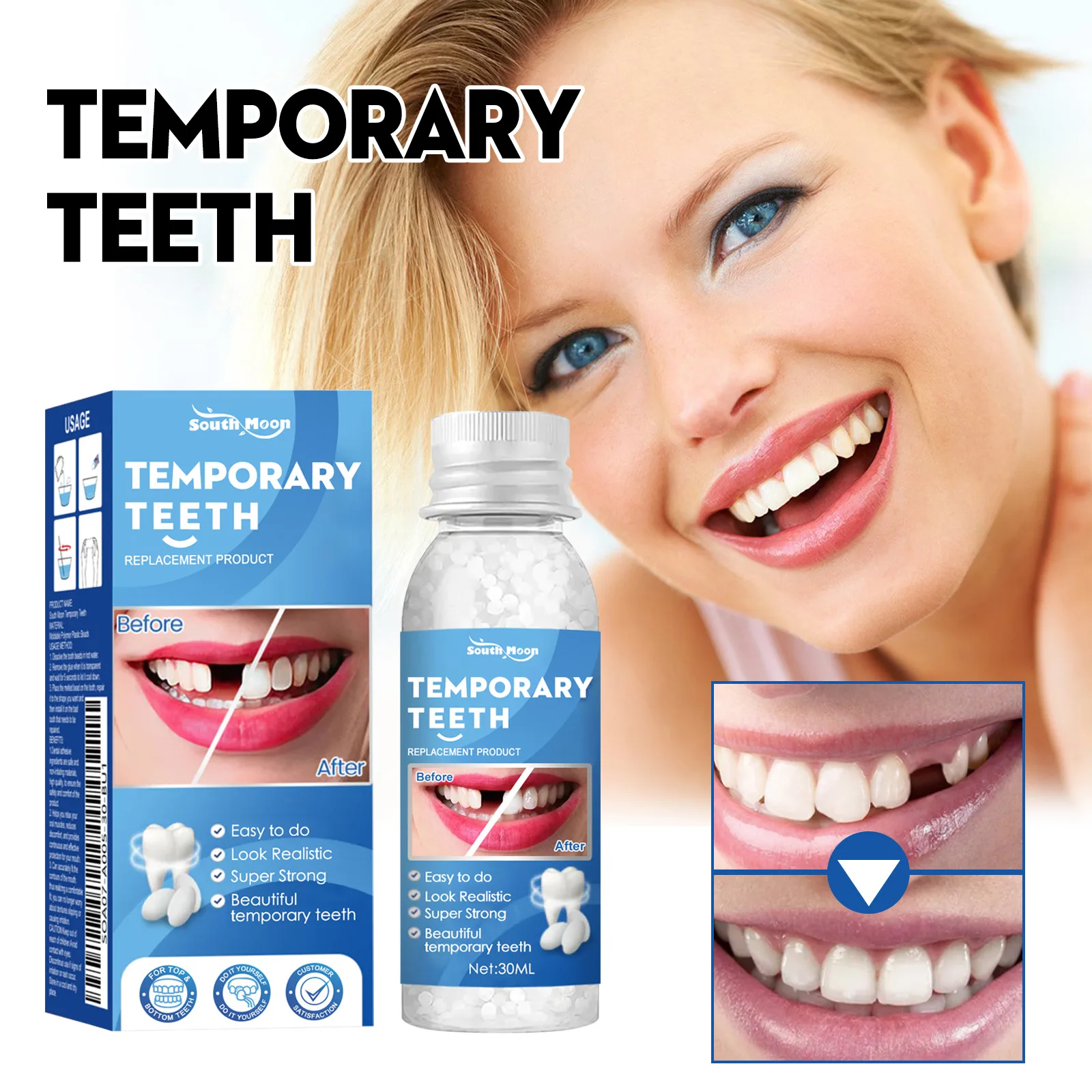 الراتنج إصلاح الأسنان المؤقتة الغراء شكل فجوات الأسنان ملء الصلبة الغراء إصلاح الأسنان Falseteeth الغراء سلامة لوازم طب الأسنان