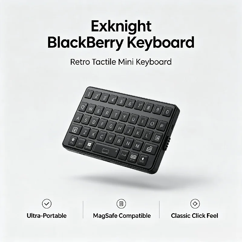 Exknight Retro Touch Mini Blackberry Keyboard Bluetooth Three System Universal For Windows For Android Portable Phone Keypad