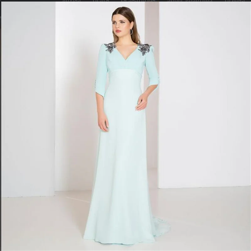 

MULONG Saudi Arabia V Neck Maxi Prom Dress Elegant Chiffon Bride Wedding Guest Dress Women Evening Party Dresses