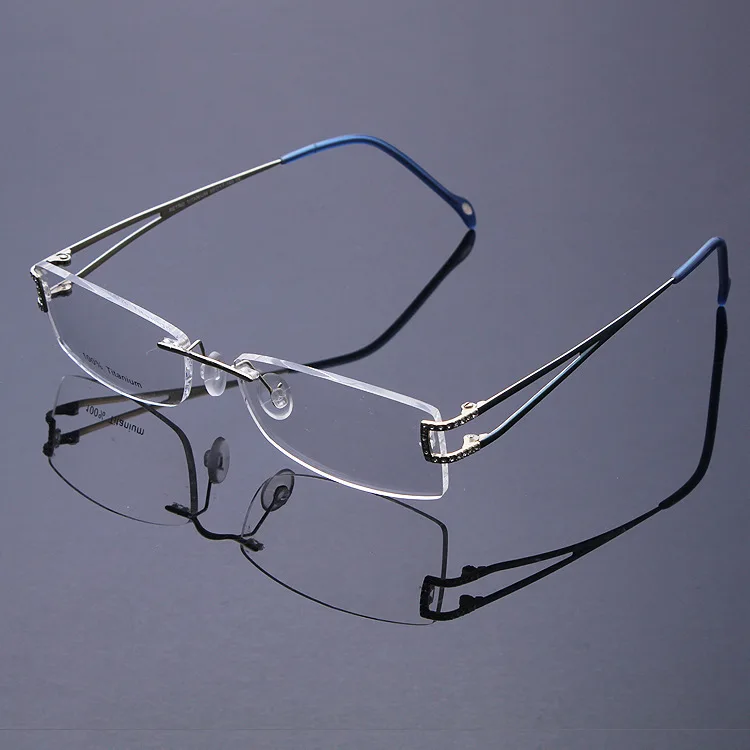 New Fashion High Grade Ultra-light Titanium Two-legs Flexible Rimless Prescription Glasses Frames Men Women With Demo Lens Only