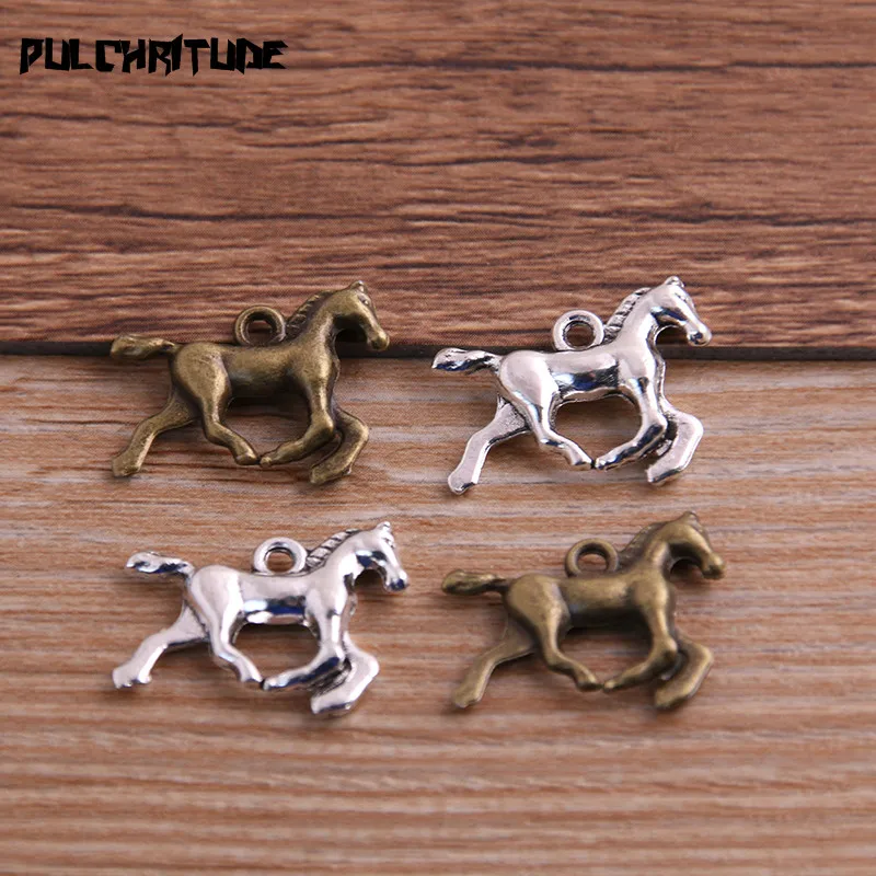 20pcs 15*19mm New Two Color Horse Charms Animal Pendants For DIY Jewelry Handmade Making Accessorie