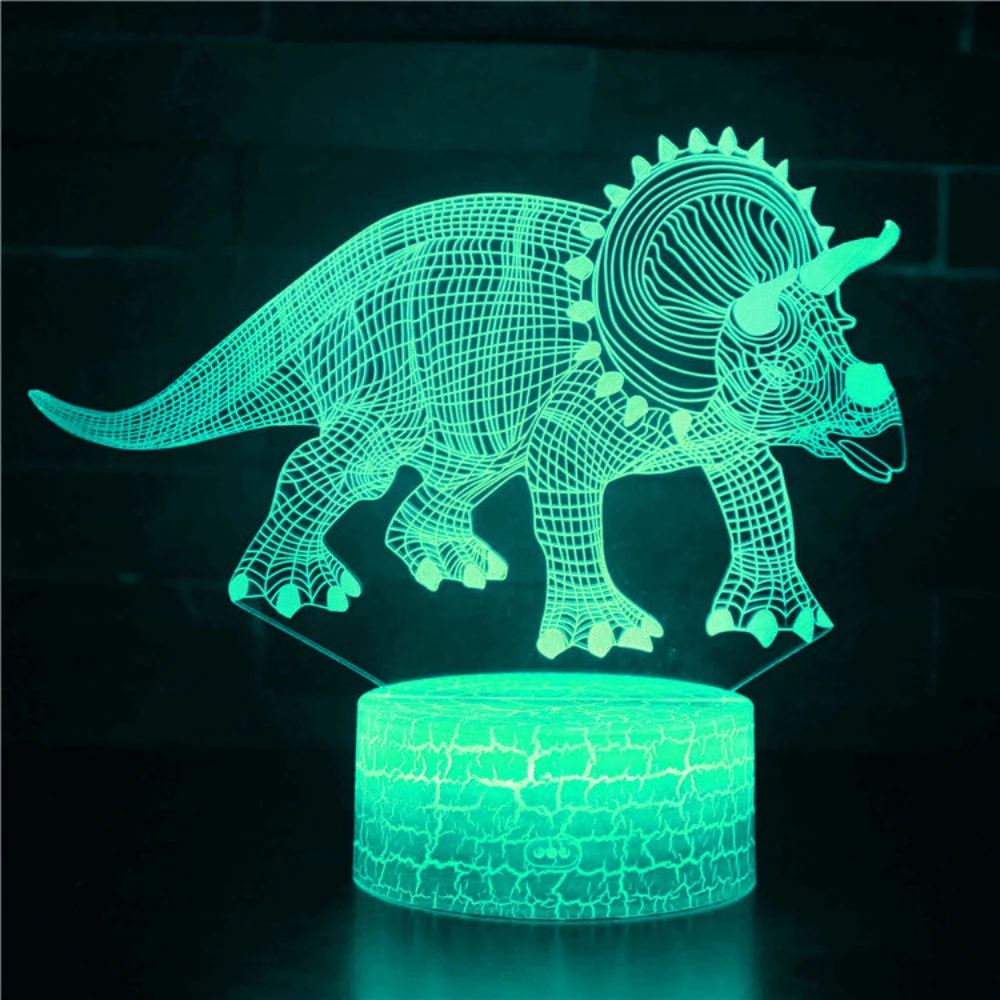 Nighdn Acryl Dinosauruslamp Led Nachtlampje Slaapkamerdecoratie Bedlamp 7 Kleurveranderende Verjaardagscadeau Kids Boys Girls