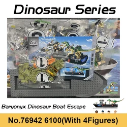 308pcs Jurassic Baryonyx Dinosaur Boat Escape Building Blocks Dino Park Ship Transport T-Rex Bricks Toys For Boys Children Gifts