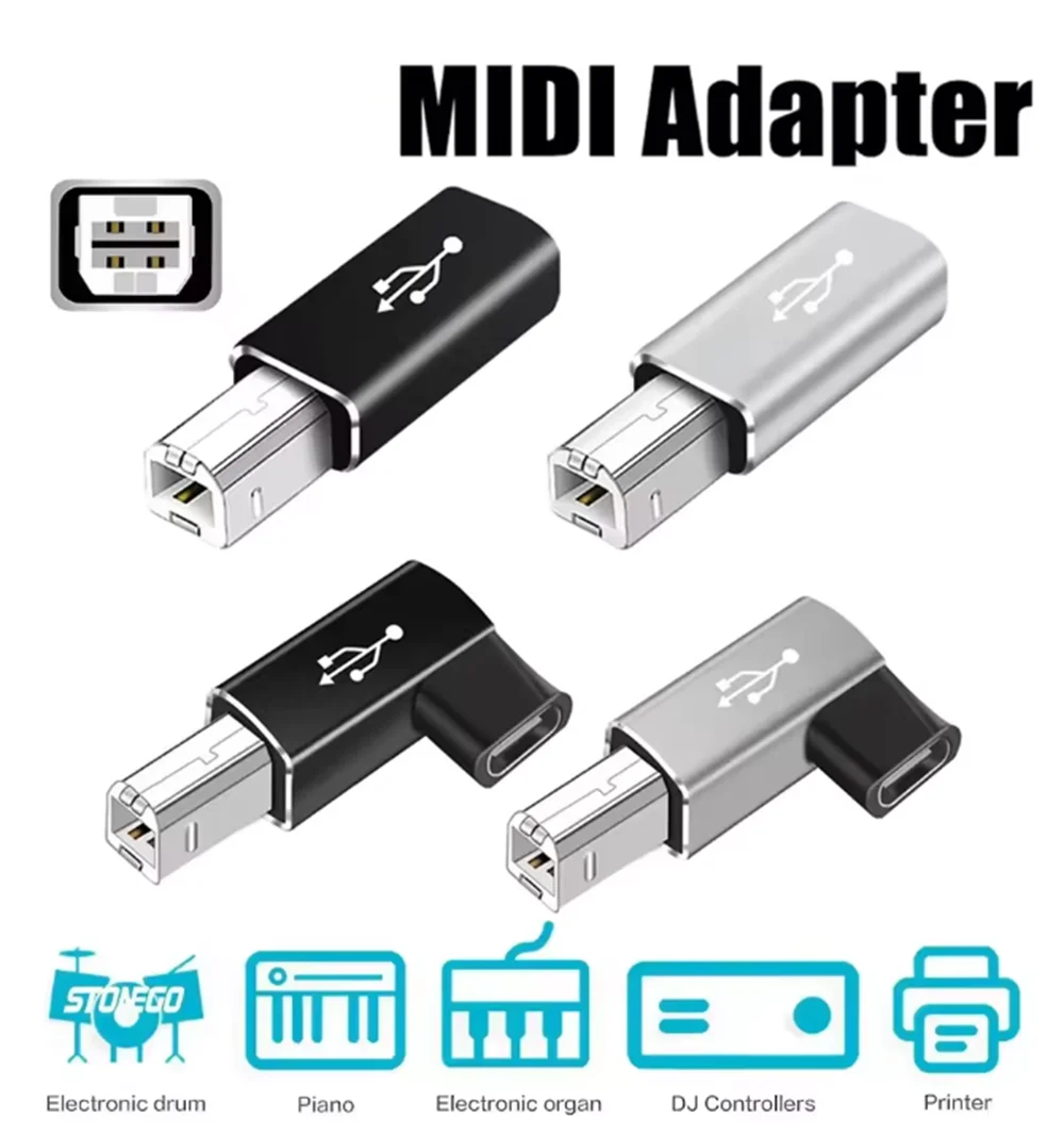 Suitable for type-c to square usb adapter electric piano electronic printer adapter TYPE-C female head to MIDI head drum